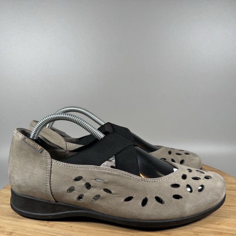 Mephisto Rodia Mary Jane Womens 6.5 Leather Taupe Grey Air-Jet Comfort